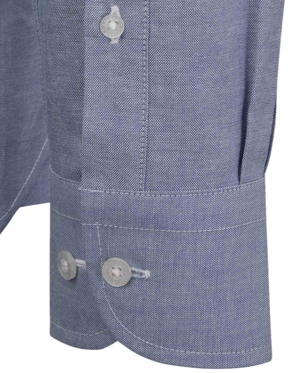 Light Blue Coloured Laksen Mens Kaleb Chambray Shirt on white background #colour_light-blue