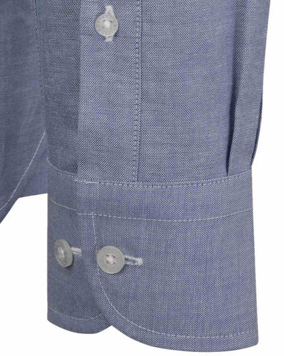 Light Blue Coloured Laksen Mens Kaleb Chambray Shirt on white background #colour_light-blue