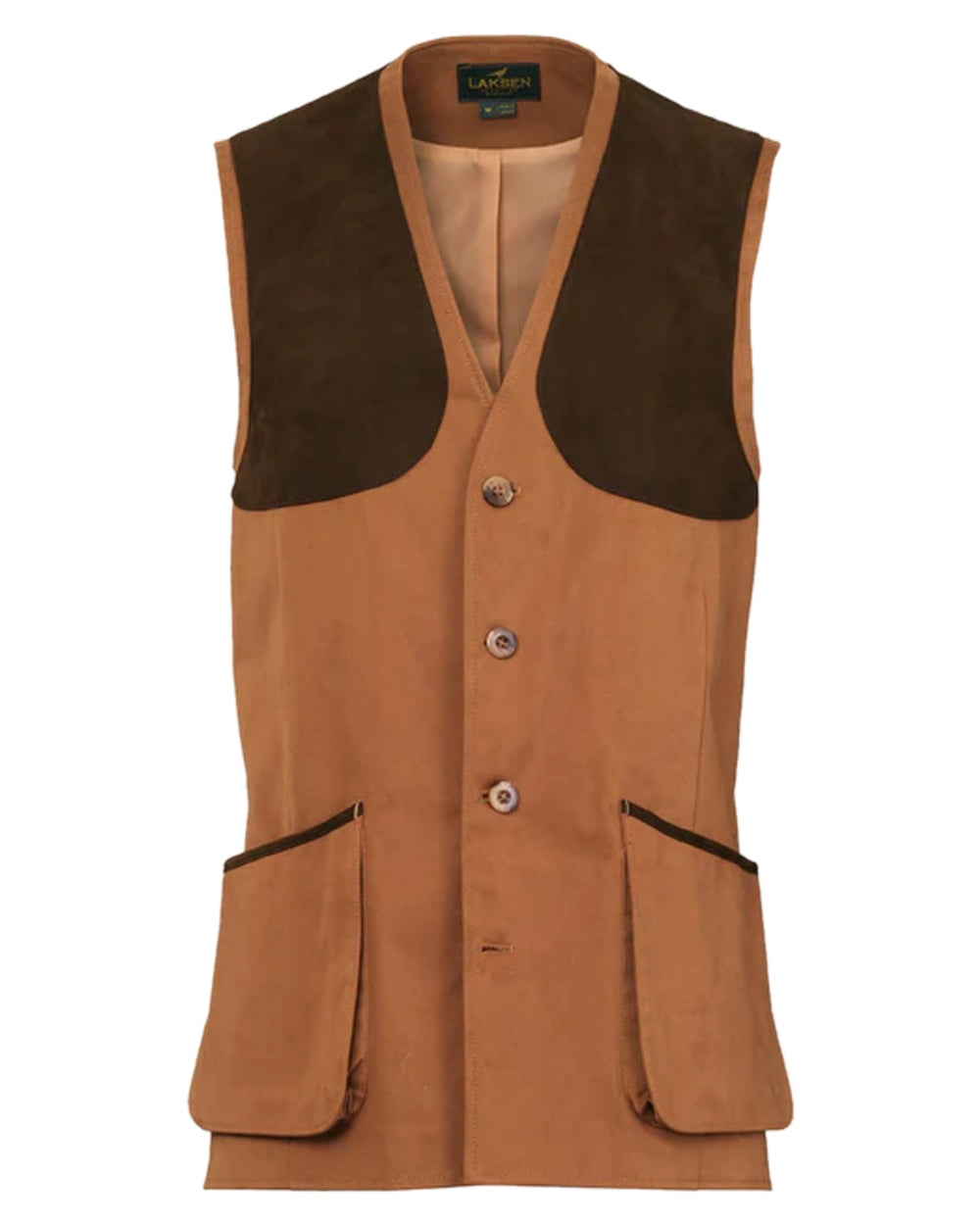 Camel Coloured Laksen Mens Lumley Leith Shooting Vest on white background #colour_camel
