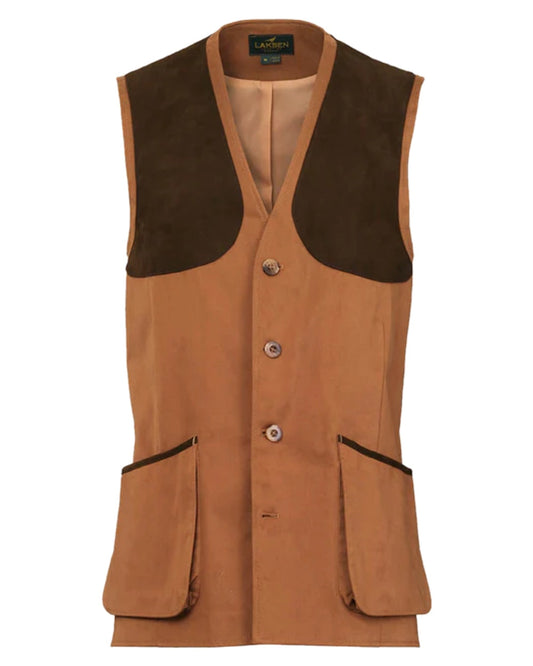 Camel Coloured Laksen Mens Lumley Leith Shooting Vest on white background #colour_camel