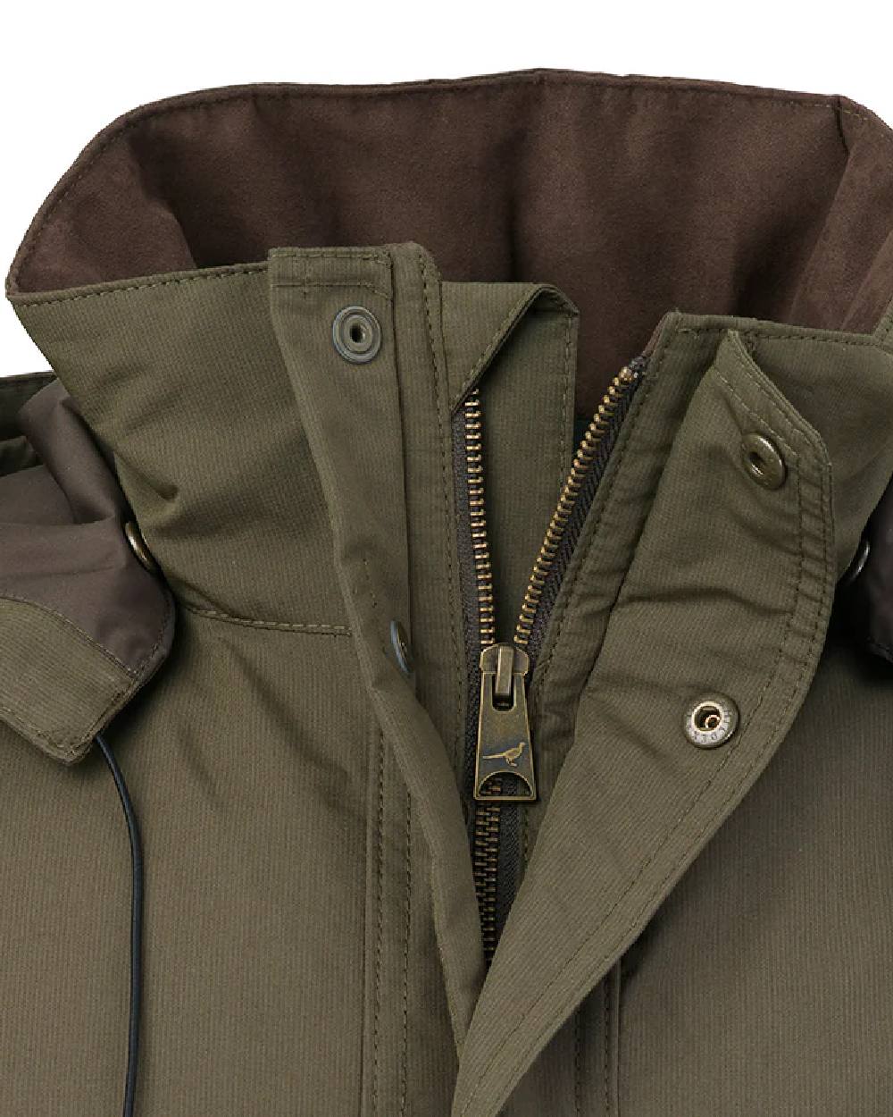 Olive Coloured Laksen Mens Marsh ISO Coat on white background #colour_olive