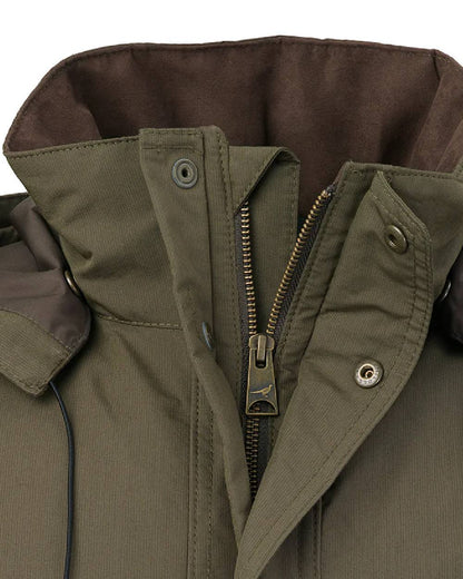 Olive Coloured Laksen Mens Marsh ISO Coat on white background #colour_olive