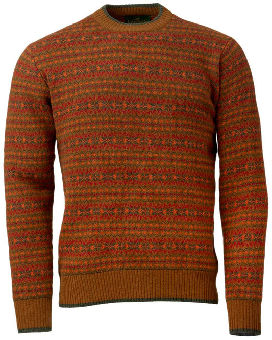 Multi Colour Coloured Laksen Mens Voss Jacquard Sweater on white background #colour_multi-colour