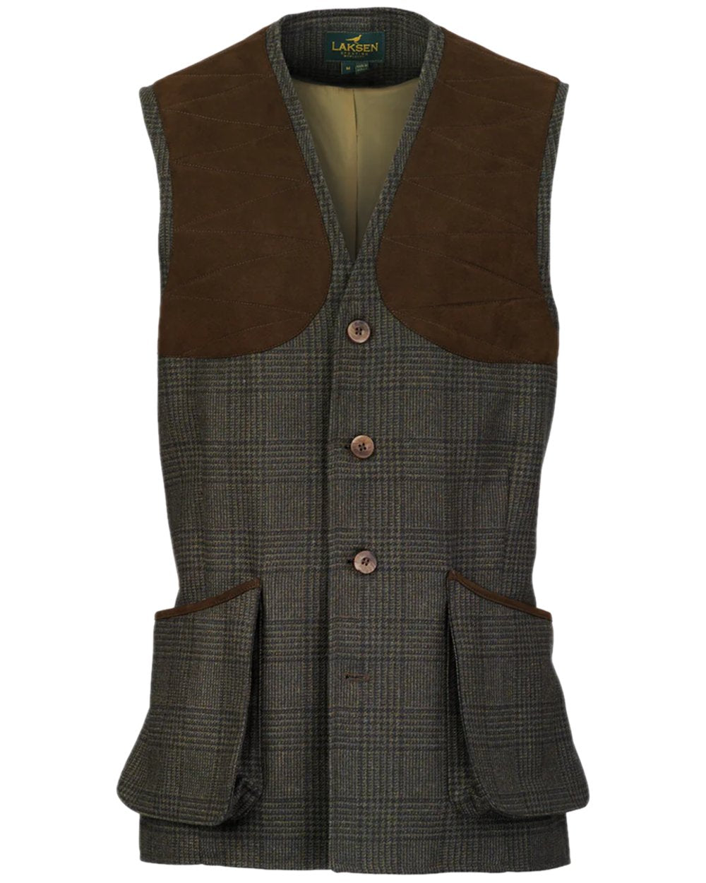 Willow Coloured Laksen Mens Willow Leith Shooting Vest on white background #colour_willow