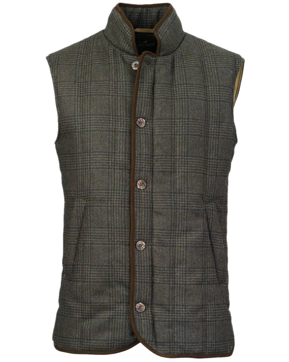 Willow Coloured Laksen Mens Willow Vertical Quilted Vest on white background #colour_willow