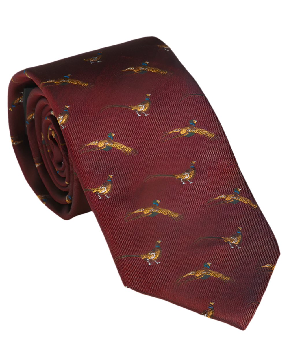 Wine Coloured Laksen Pheasant Tie on white background #colour_wine