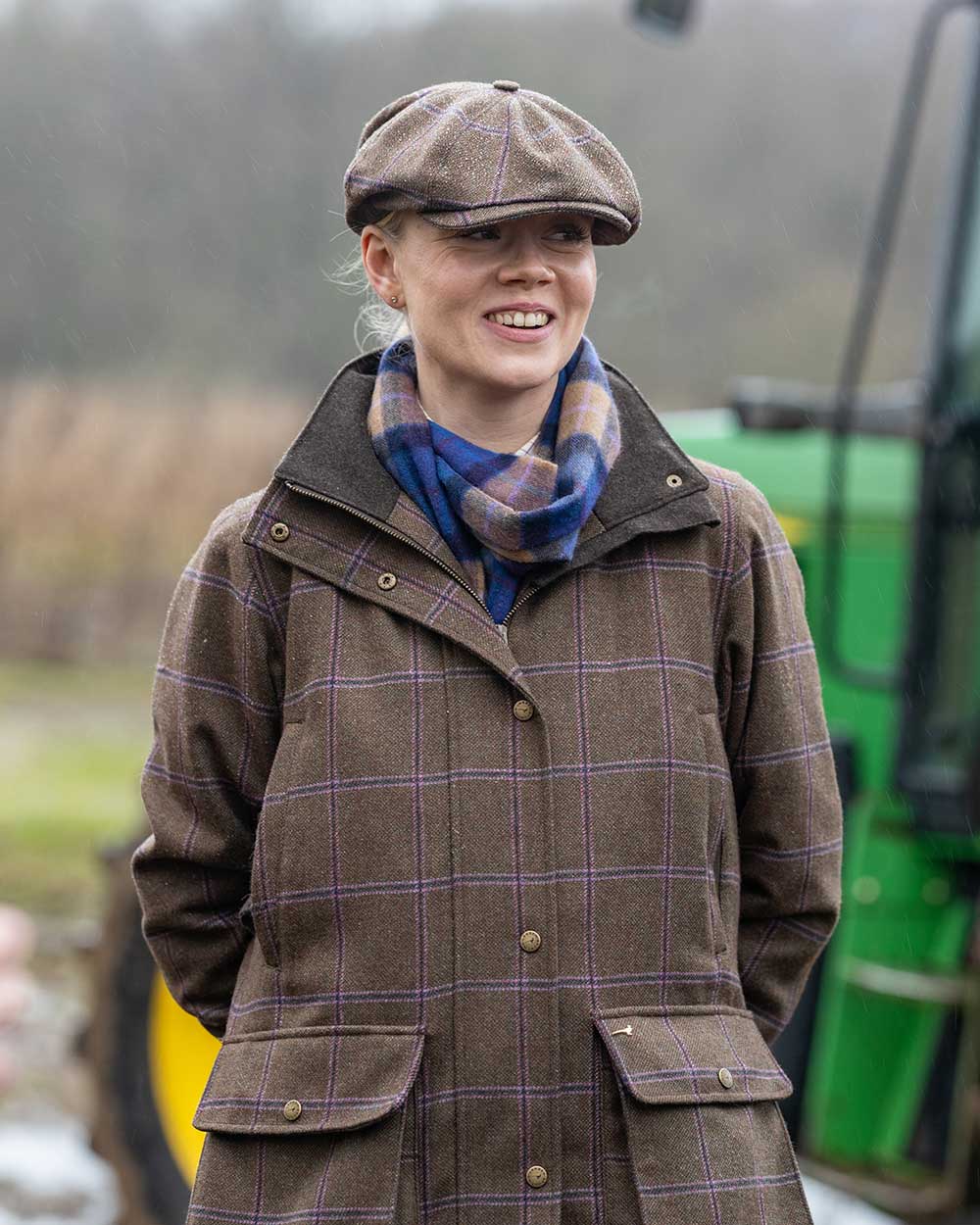 Woman wearing Laksen Womens Pippa Tweed Coat with CTX Membrane.