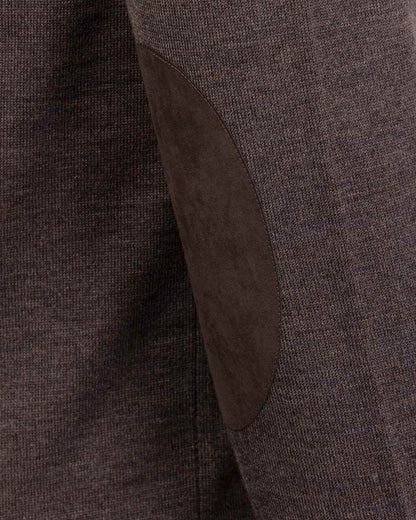Chocolate Coloured Laksen Sussex V-Neck Sweater on white background #colour_chocolate