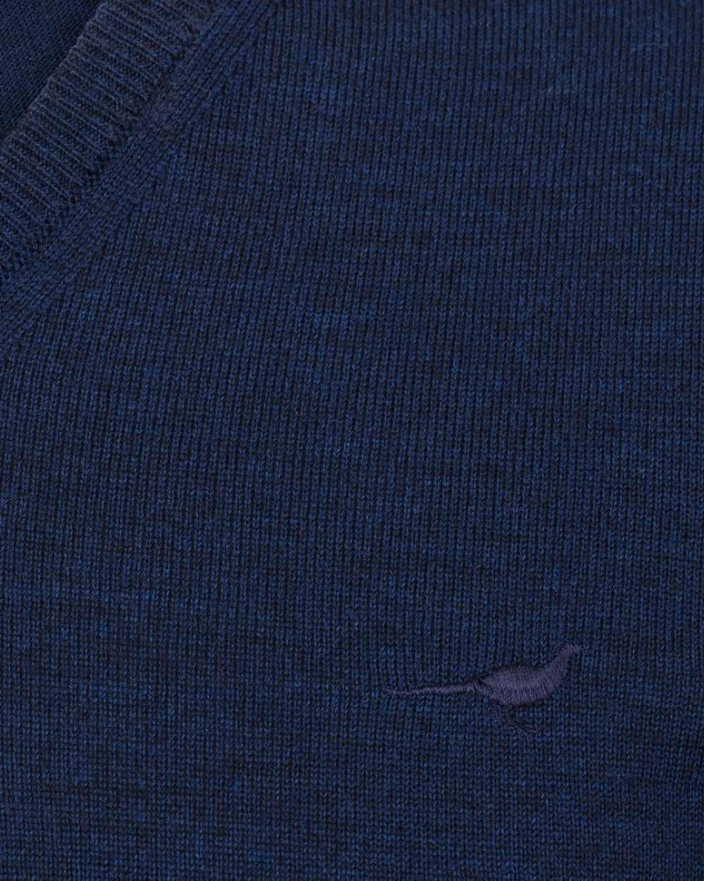 French Blue Coloured Laksen Sussex V-Neck Sweater on white background #colour_french-blue