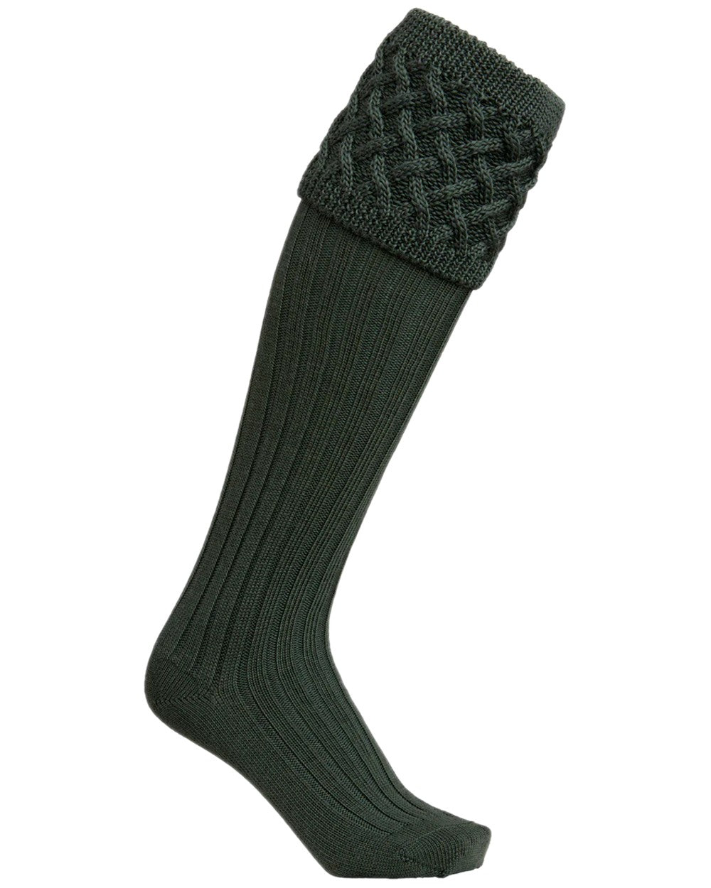 Forest Coloured Laksen Windsor Shooting Stockings on white background #colour_forest