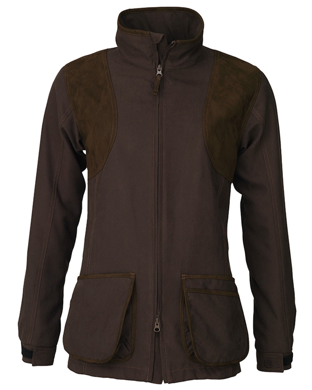 Brown coloured Laksen Womens Clay Pro Shooting Jacket With CTX on white background #colour_brown