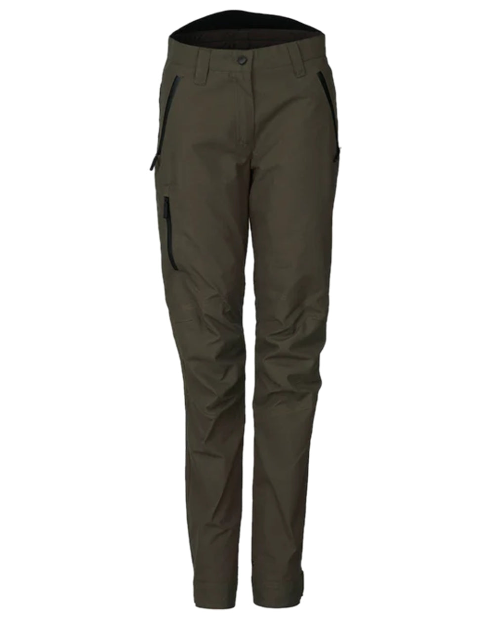 Olive Coloured Laksen Womens Dynamic Eco Hunting Trousers on white background #colour_olive
