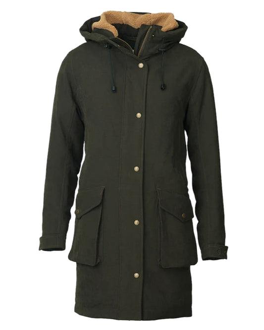 Olive Coloured Laksen Womens Fortress Hybrid Parka Jacket With CTX on white background #colour_olive
