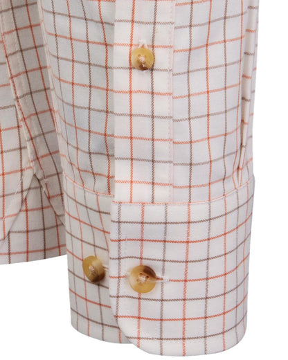 Burnt Orange Rum Coloured Laksen Womens Haley Cotton Wool Shirt on white background #colour_burnt-orange-rum