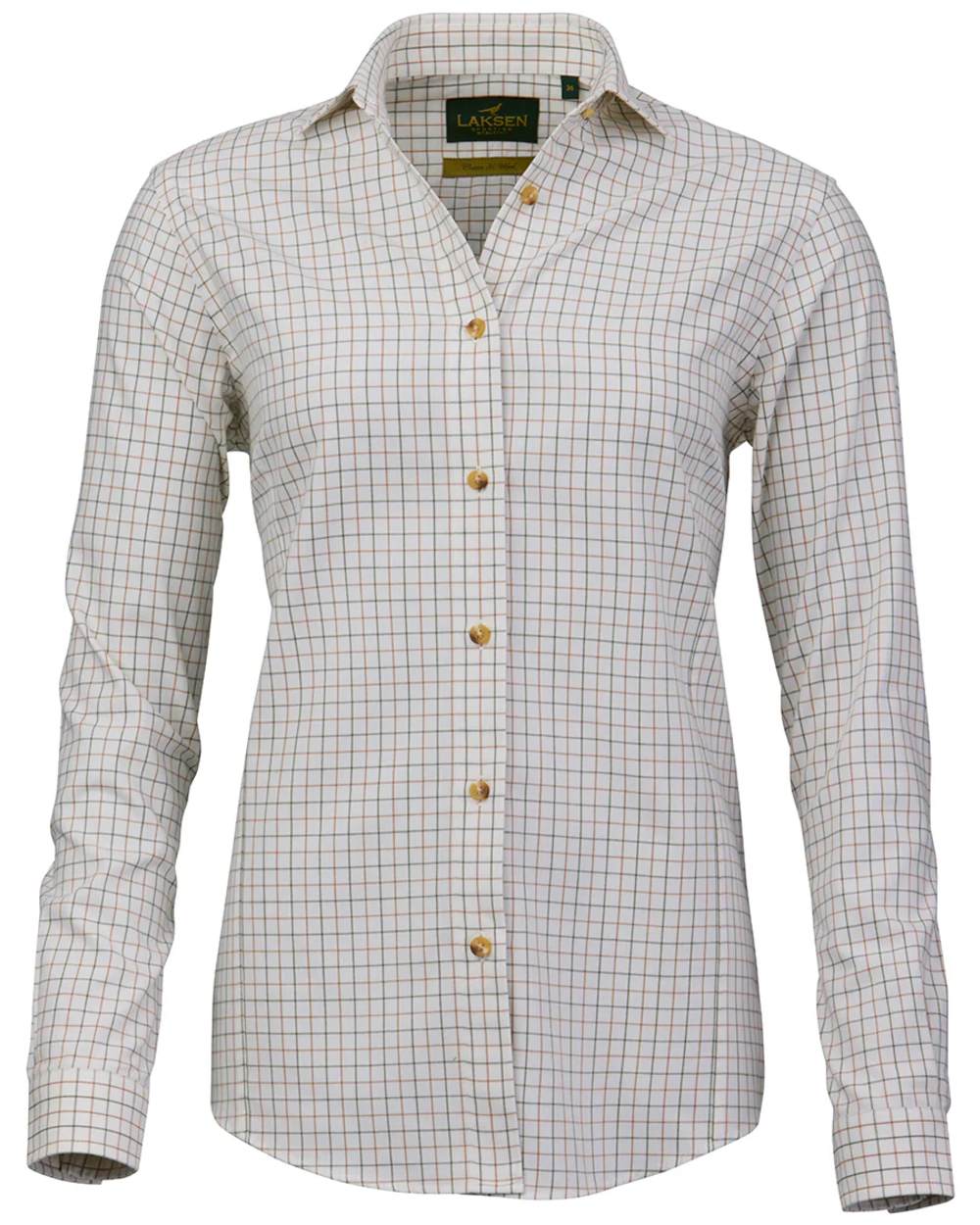 Olive Rum Coloured Laksen Womens Iris Cotton Wool Shirt on white background #colour_olive-rum