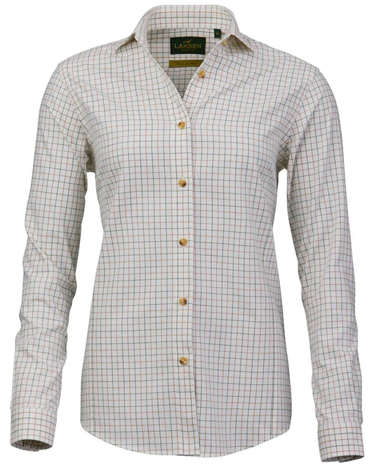 Olive Rum Coloured Laksen Womens Iris Cotton Wool Shirt on white background #colour_olive-rum