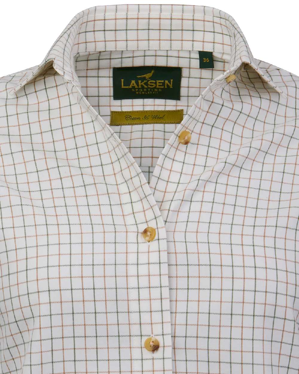 Olive Rum Coloured Laksen Womens Iris Cotton Wool Shirt on white background #colour_olive-rum