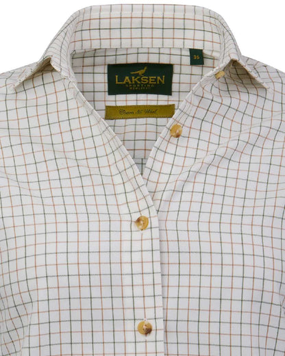 Olive Rum Coloured Laksen Womens Iris Cotton Wool Shirt on white background #colour_olive-rum