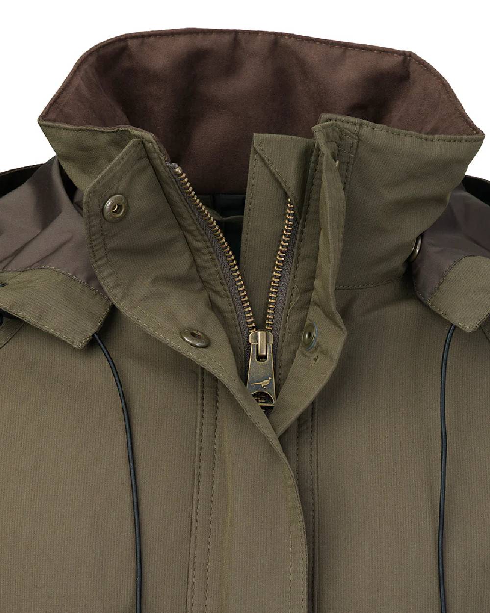 Olive Coloured Laksen Womens Marsh ISO Coat on white background #colour_olive