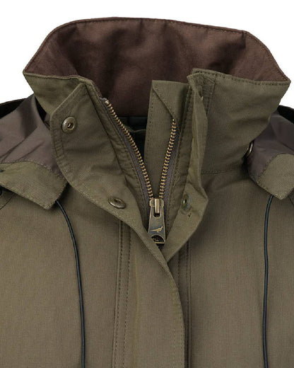 Olive Coloured Laksen Womens Marsh ISO Coat on white background #colour_olive