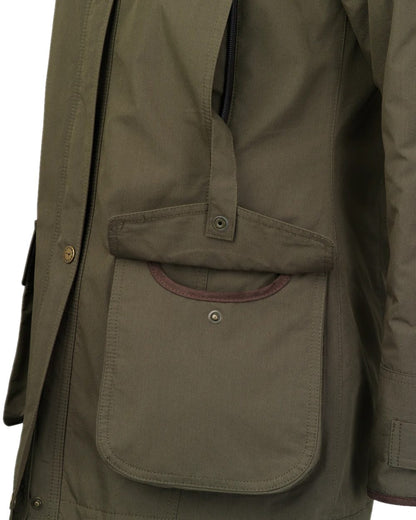 Olive Coloured Laksen Womens Marsh ISO Coat on white background #colour_olive