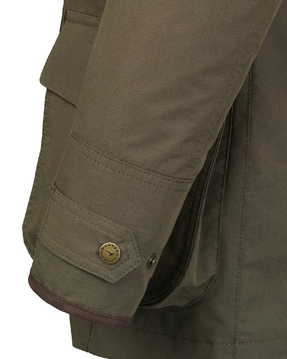 Olive Coloured Laksen Womens Marsh ISO Coat on white background #colour_olive