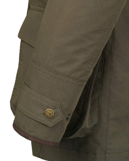 Olive Coloured Laksen Womens Marsh ISO Coat on white background #colour_olive