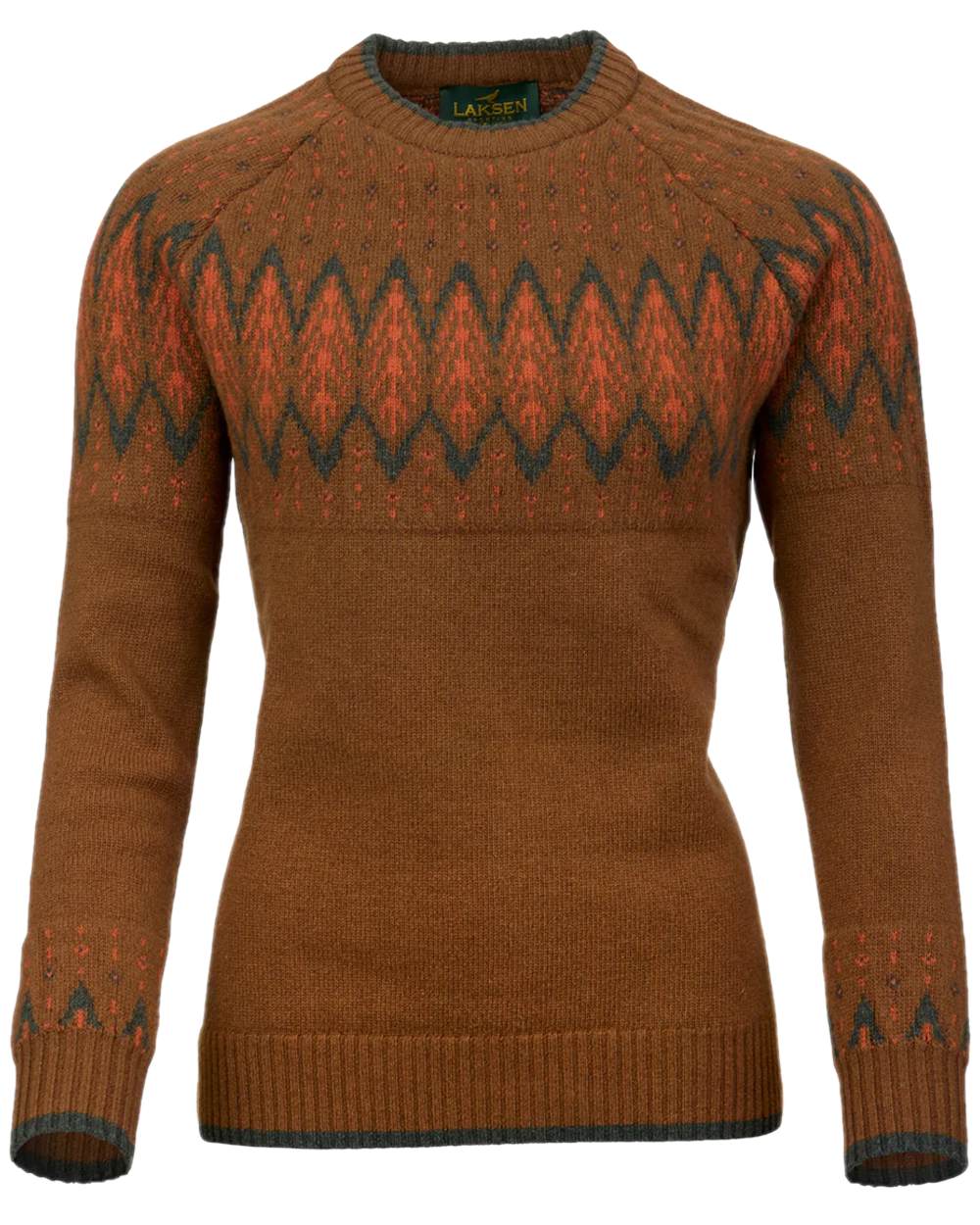 Multi Colour Coloured Laksen Womens Trondheim Jacquard Sweater on white background #colour_multi-colour