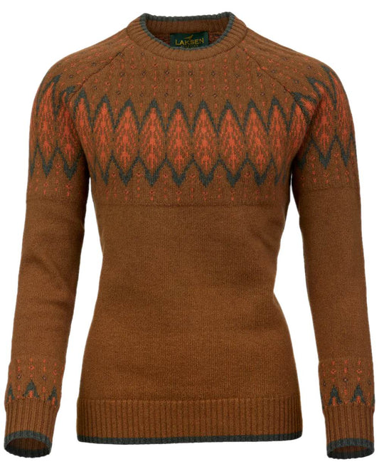 Multi Colour Coloured Laksen Womens Trondheim Jacquard Sweater on white background #colour_multi-colour