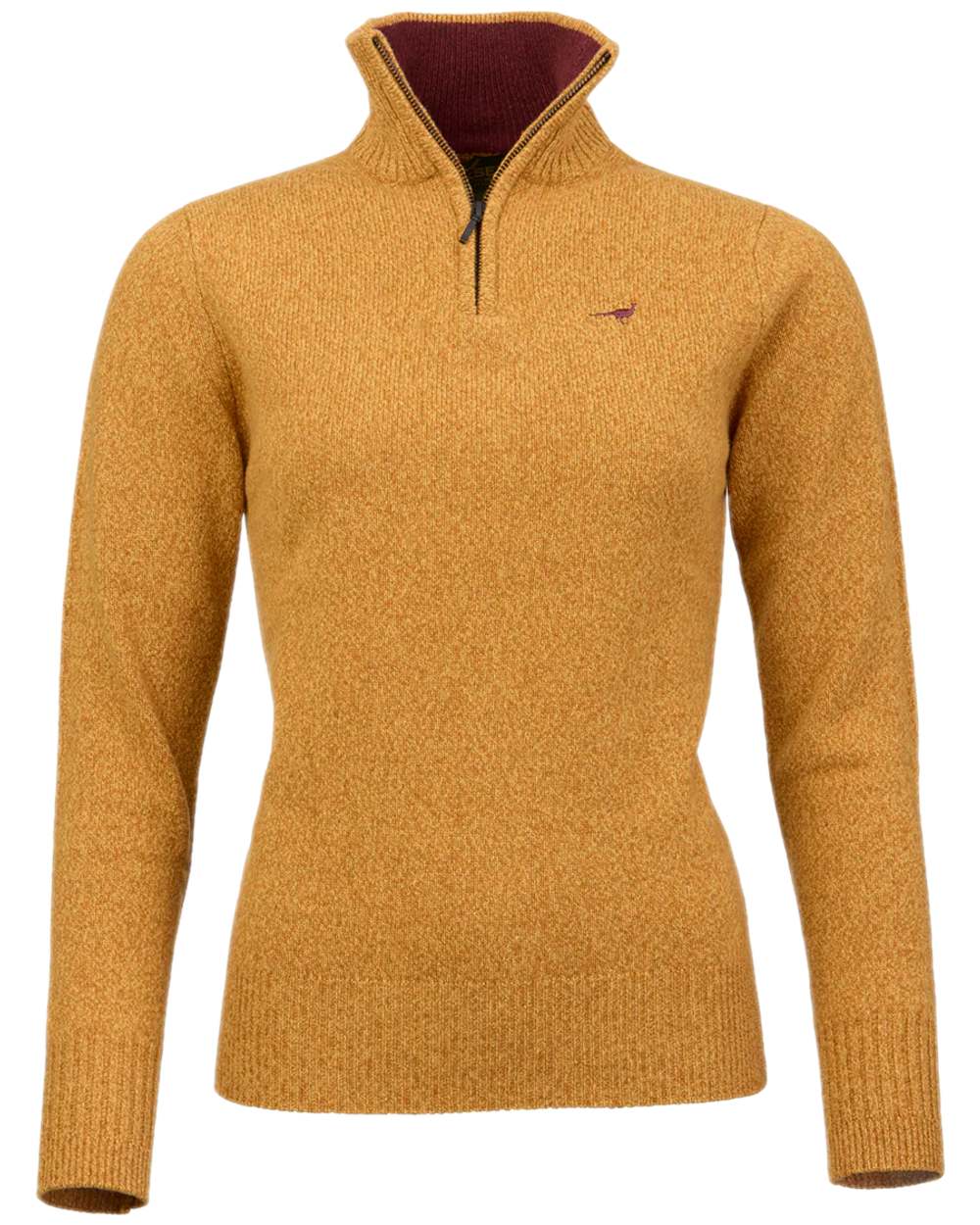 Gorse Coloured Laksen Womens Tyne Zip Neck Sweater on white background #colour_gorse