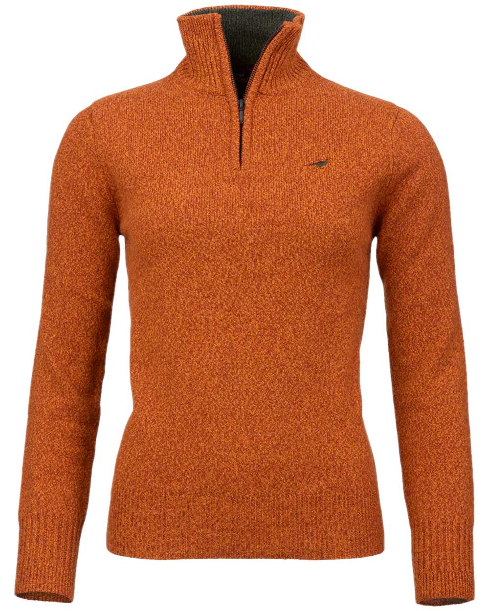 Terra Coloured Laksen Womens Tyne Zip Neck Sweater on white background #colour_terra