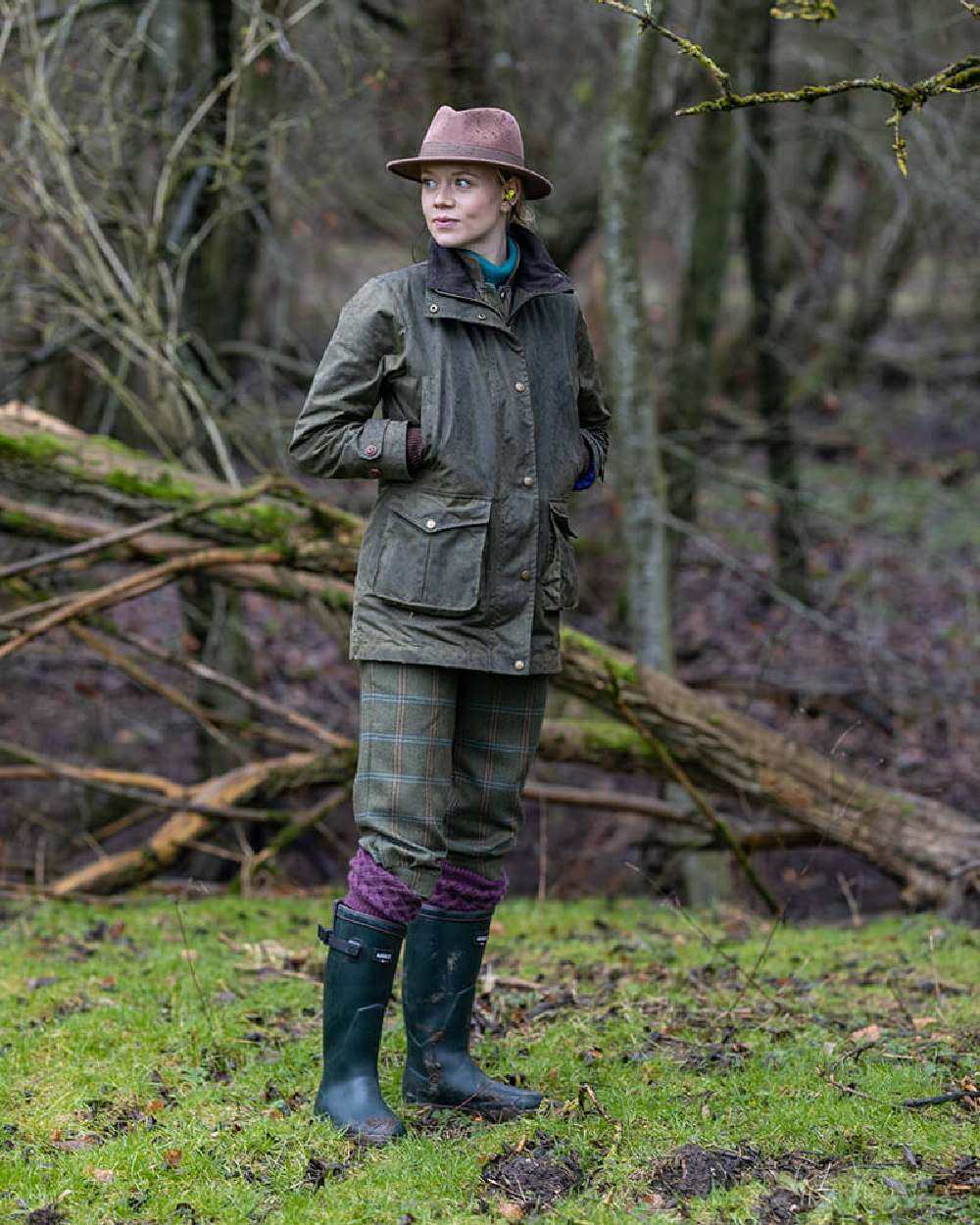 Laksen Ashley Wax Coat in Forest #colour_forest