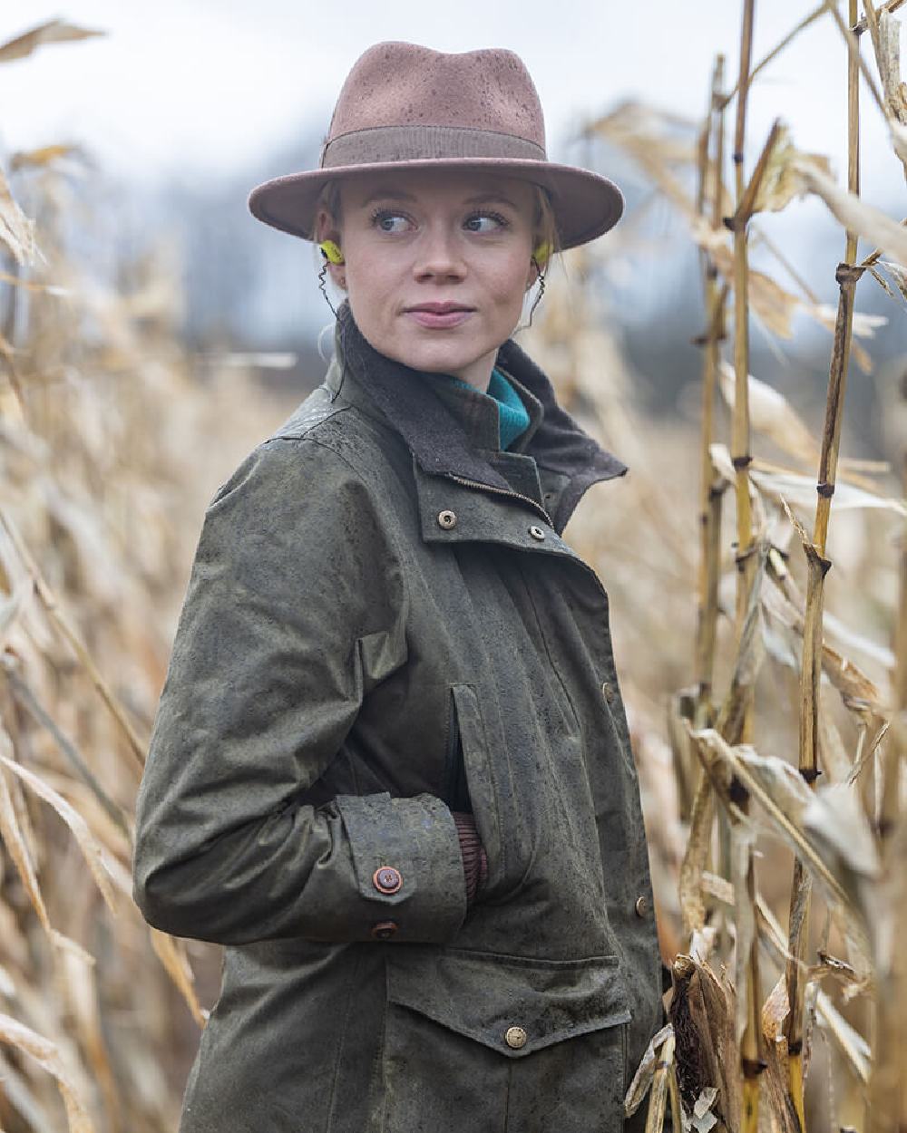 Laksen Ashley Wax Coat in Forest #colour_forest