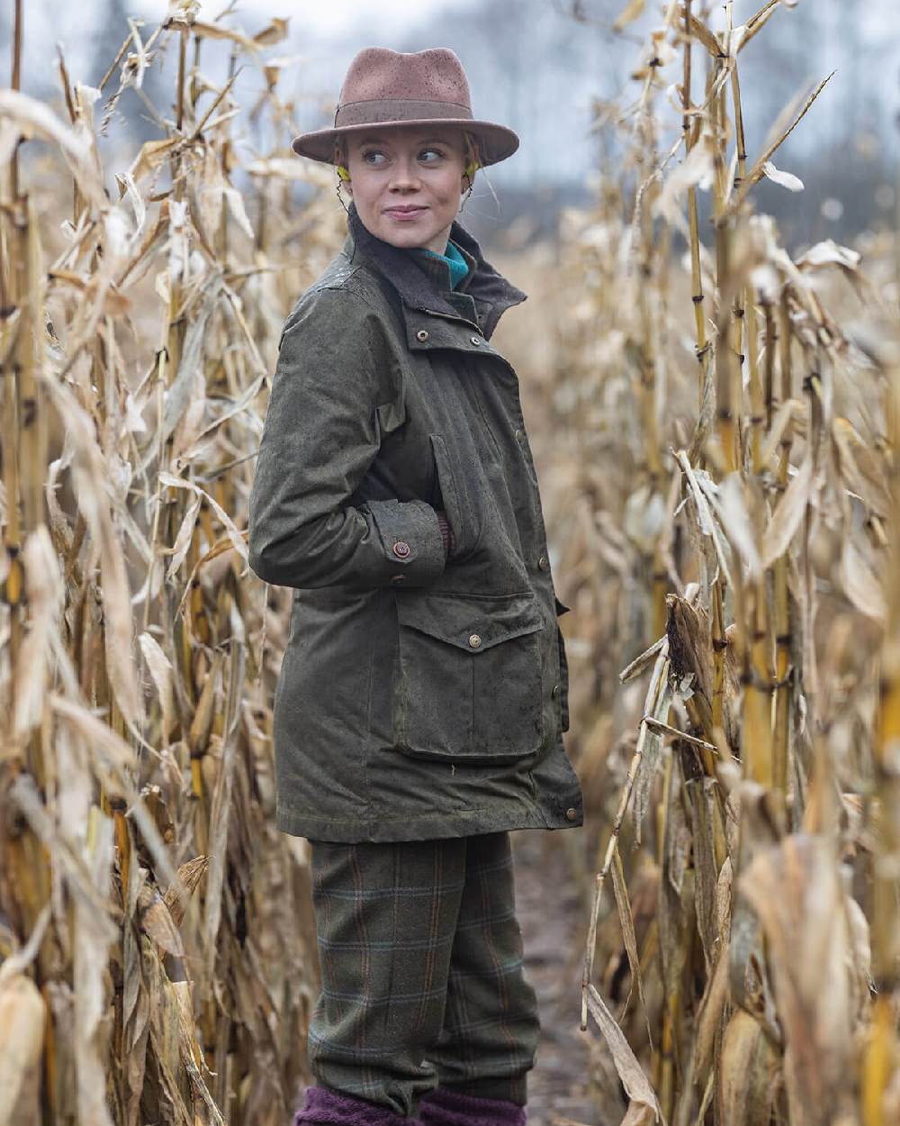 Laksen Ashley Wax Coat in Forest #colour_forest