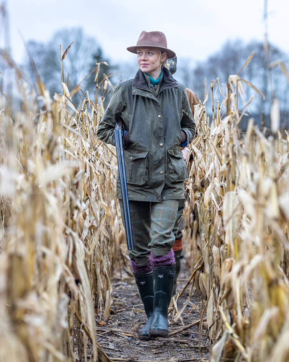 Laksen Ashley Wax Coat in Forest #colour_forest