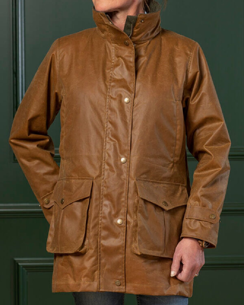 Laksen Ashley Wax Coat in Stone #colour_stone