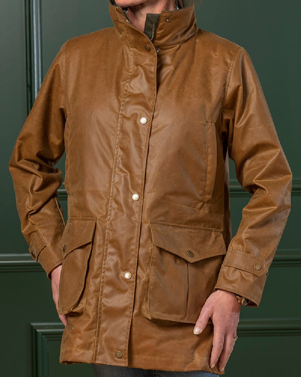 Laksen Ashley Wax Coat in Stone #colour_stone