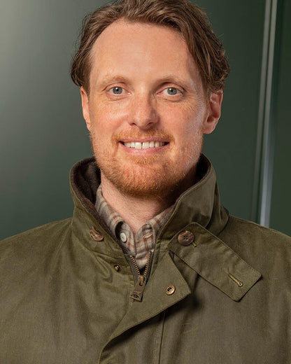 Laksen Enoch Wax Coat in Forest #colour_forest