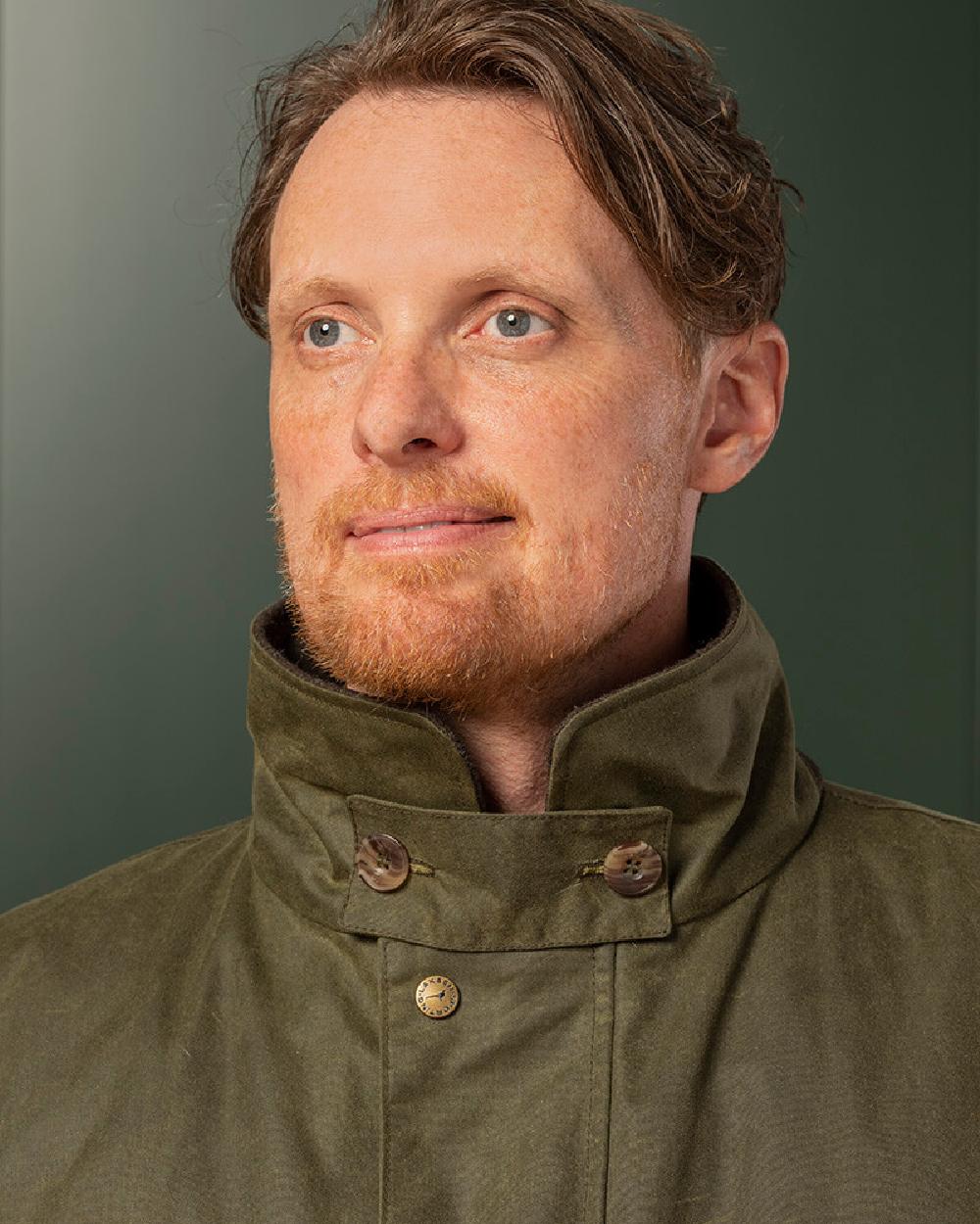 Laksen Enoch Wax Coat in Forest #colour_forest