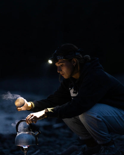 Black Coloured Led Lenser H7R Signature Rechargeable Head Torch on blurry background #colour_black