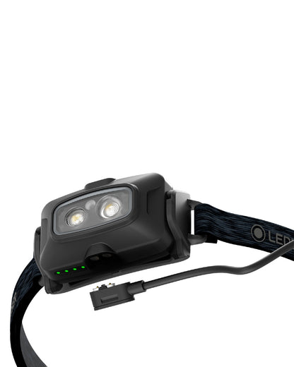 Black Coloured Led Lenser HF4R Core Rechargeable Head Torch on white background #colour_black