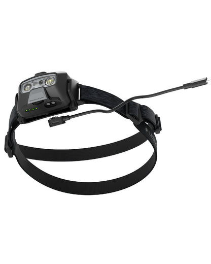 Black coloured Led Lenser HF6R Core Rechargeable Head Torch on white background #colour_black