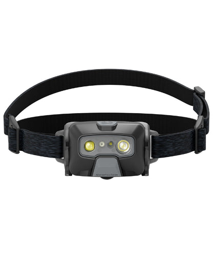 Black coloured Led Lenser HF6R Core Rechargeable Head Torch on white background #colour_black