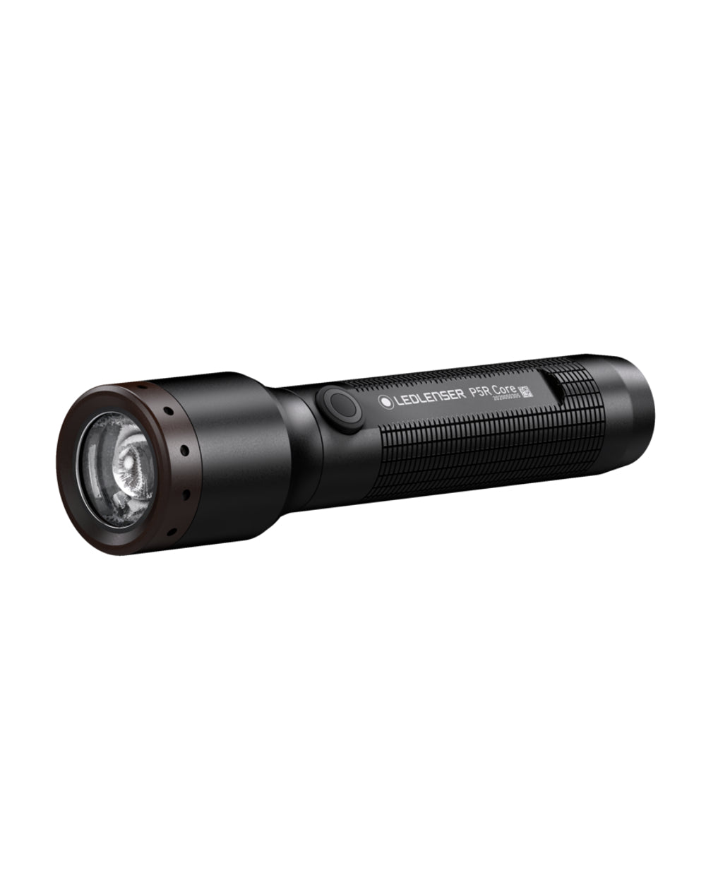 Black coloured Led Lenser P5R Core Rechargeable Torch on white background #colour_black