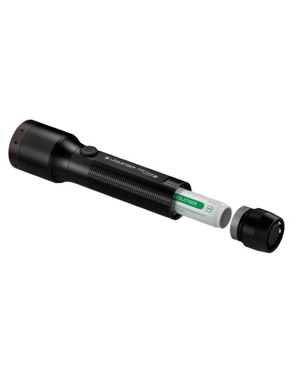 Black coloured Led Lenser P5R Core Rechargeable Torch on white background #colour_black
