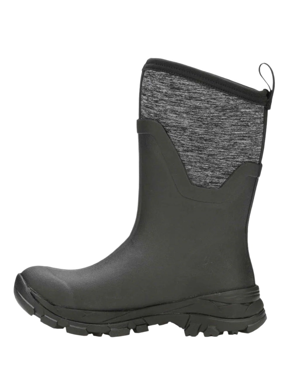 Black Jersey Heather Coloured Muck Boots Arctic Ice Mid Wellingtons on white background #colour_black-jersey-heather