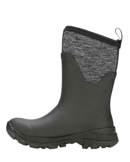 Black Jersey Heather Coloured Muck Boots Arctic Ice Mid Wellingtons on white background #colour_black-jersey-heather