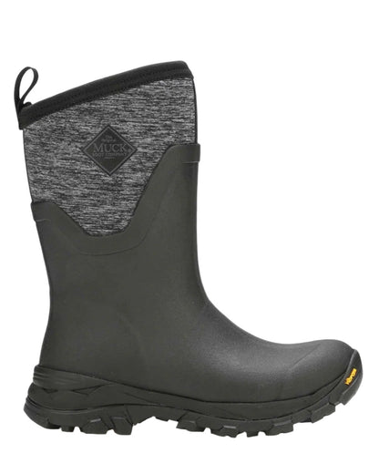 Black Jersey Heather Coloured Muck Boots Arctic Ice Mid Wellingtons on white background #colour_black-jersey-heather