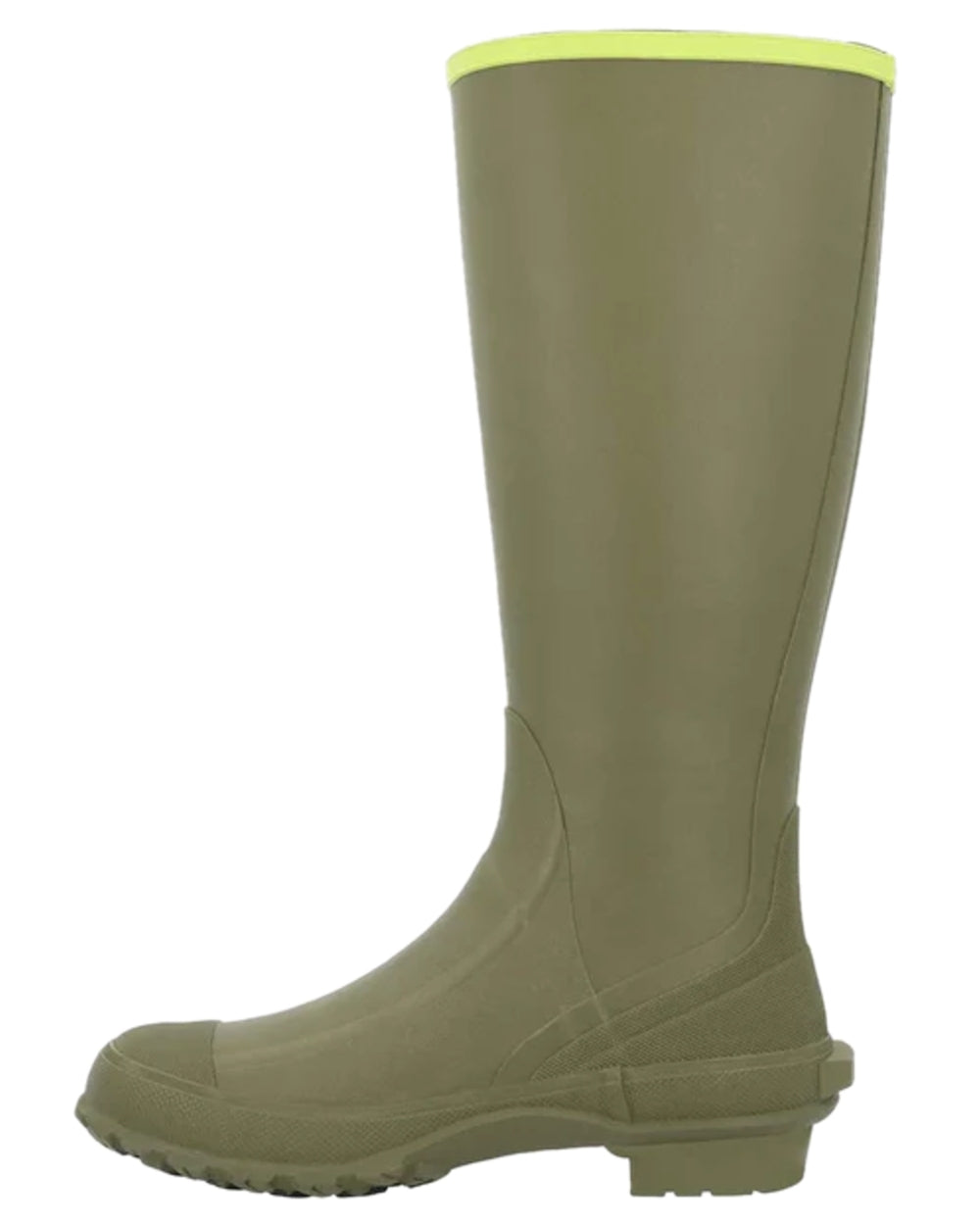 Olive Lime Green Coloured Muck Boots Harvester Tall Boots on white background #colour_olive-lime-green