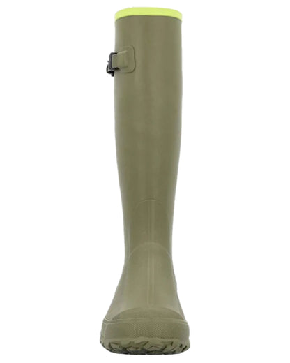 Olive Lime Green Coloured Muck Boots Harvester Tall Boots on white background #colour_olive-lime-green